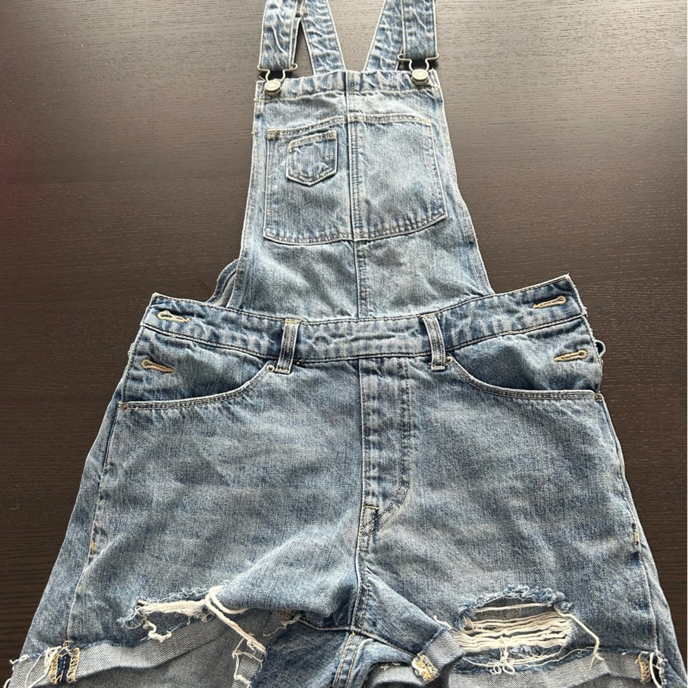 Denim shorts overalls